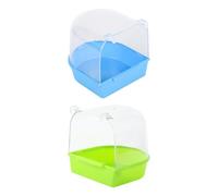 HEALLILY 2pcs Blue Pvc Bird Bathing Tubs for Parrots and Birds Removable Hanging Bath Basin with Dust Removal Function Suitable for Summer and Winter Use