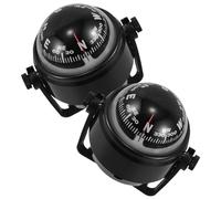 HEALLILY 2pcs Car and Boat Dashboard Compass with Declination Adjustment, Wear Resistant Abs Material, Waterproof Design for Outdoor Adventure and Navigation