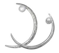 HEALLILY 2pcs Chinese Style Curved Moon Hair Pins for Long Hair Alloy Material Pearl Decoration Comfortable Feeling for Wedding and Night