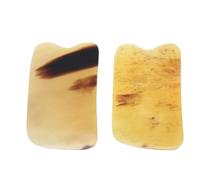 HEALLILY 2pcs Creative Square Ox Horn Massage Scraping Plates for Face and Back, Static Free Massage Tools for Spa and Acupuncture Therapy Random Color
