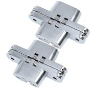 HEALLILY 2pcs Cross Concealed Hinge Folding Door Hinge Stainless Steel 180 Degree Silver for Counter Doors, Lightweight Worktop, DIY Projects and Hotels