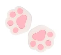 HEALLILY 2pcs Cute Cat Paw Silicone Key Caps Flexible Glue Key Protectors Holders Adorable Cartoon Animal Design White Colour for Attaching Or Bags for Students