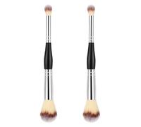 HEALLILY 2pcs Double Ended Complexion Blush Brush with Incredible Skin Touch and Comfortable Handle, for Daily Makeup Use and Graduation Time, Black Makeup Loose Powder Tool for Women