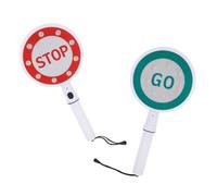 HEALLILY 2pcs Double-sided Handheld Stop Sign Plastic Paddles with LED for Parking Garage Safety Warning and Complex Intersections