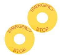 HEALLILY 2pcs Emergency Stop Equipment Stickers with Strong Adhesive and Wear Resistance, Yellow Pvc Machinery Emergency Stop Sign Decals for Platforms and Stations Safety