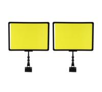 HEALLILY 2pcs Erasable Price Tags with Clip-on Holders, A4 Black Frame Price Boards with Yellow Paper, Supermarket and Fresh Produce Label Display Clips for Retail
