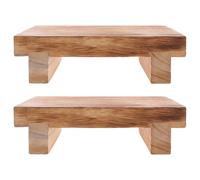 HEALLILY 2pcs Ergonomic Wooden Foot Stool for Seniors with Supportive Design and Smooth Surface, Solid Wood Rectangular Footrest for Indoor Use in Tea Room or Independent Living, Rustic