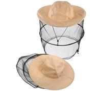 HEALLILY 2pcs Foldable Beekeeper Hat with Mesh Veil UV Sun Protection, Reusable Bee Keeper Hat and Face Covering for Outdoor Beekeeping, Lightweight Breathable Net Hood with Neck Shield