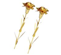 HEALLILY 2pcs Gold Foil Carnation Flowers Artificial Everlasting Decor for Mother's Day Women Elegant Home Ornament