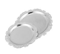 HEALLILY 2pcs Jerusalem Themed Round Iron Seder Plates with High Relief Script and Motifs, Decorative Passover Serving Trays for Pesach Feast Party Favors and Seder Nights