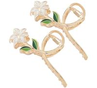 HEALLILY 2pcs Lily Flower Claw Clips Metal Hair Clips for Women Alloy Material Golden Colour Hold Your Hair Securely Suitable for Special Occasions and Daily Life