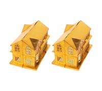 HEALLILY 2pcs Luxury Gold Plastic Villa for Ancestor Worship Ritual Supplies, Elegant Sacrificial Offering House Suitable for Qingming Festival Memorials and Ancestor Worship Ceremonies