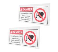 HEALLILY 2pcs Magnetic Field Warning Decal 5x10 Inch No Metallic Implants Safety Sign Caution Label for Hospitals Factories and Schools
