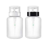 HEALLILY 2Pcs Nail Polish Remover Bottles Push Down Empty Lockable Pump Dispenser Bottle Plastic Press Bottle for Nail Polish Makeup Remover 200ml