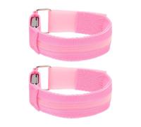 HEALLILY 2pcs Pink Glowing LED Bracelets for Arm and Leg with Adjustable Design and Reflective Nylon Material, Lightweight Safety Bands for Outdoor Activities and Running