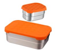 HEALLILY 2Pcs Stainless Steel Food Preservation Boxes Rectangular Airtight Sealing Containers with Stackable Lids Multi Function Refrigerator Storage for Food Soup Powder and Meal Prep