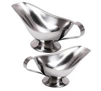 HEALLILY 2Pcs Stainless Steel Gravy Sauce Boats Condiment Cups for Hot and Cold Sauces for Dining Table Picnics Bbqs and Restaurants Capacity