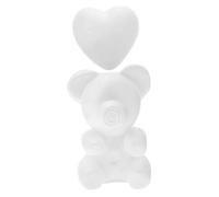 HEALLILY 2pcs Valentine’s Day Foam Craft Molds Set - 30cm Bear and 15cm Heart Shape - DIY Flower Arranging Bear Model for Handmade Craft Ornaments and Love Heart Decorations