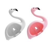 HEALLILY 2pcs Wall Mounted Flamingo Toothbrush Holder Space Saving Electric Brush Organizer for Bathroom Desktop No Drill Toothbrush Storage Rack with Drying Design Pink and White