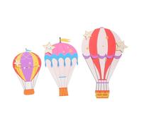 HEALLILY 3 Pcs Wooden Hot Air Balloon Wall Plaques for Nursery Bedroom, Space-Saving and Versatile Installation Minimalist Scandinavian Design for Modern Ambiance and Holiday Decor
