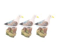 HEALLILY 3 Pieces Mediterranean Style Mini Resin Seagull Figurines Aquarium Decor Set, Wear-resistant Micro Landscape Ornaments for Fish Tank and Seaside Accessories