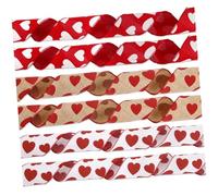 HEALLILY 3 Rolls Valentine Ribbon Set for DIY Crafts 1m White with Red Hearts + 1m Red Heart Burlap + for Wreaths Wrapping and Love Decorations