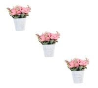 HEALLILY 3 Sets Artificial Silk Flowers Faux Wildflowers in Iron Potted Bonsai for Home Decoration Vintage Style Fake Flower Arrangement with Color Retention Floral Centerpieces for Living