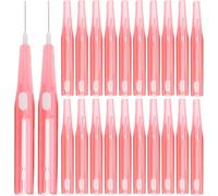 HEALLILY 30Pcs Interdental Brushes, Telescopic Tooth Cleaner, 0.6mm Teeth Flossing Heads, Between Teeth Cleaners, Oral Care Flosser for Braces Cleaning, Pink