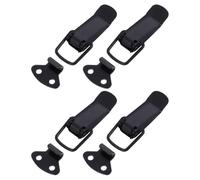 HEALLILY 4 Set Metal Iron Cabinet Door Latches with Spring Loaded Toggle Clamp and Secure Closure, Easy Operation Minimalist Black Box Latches Suitable for Doors and Windows with 16pcs