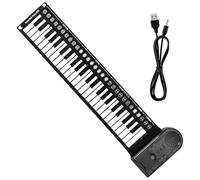 HEALLILY 49 Keys and Power Saving Function Roll up Electronic Piano Portable Silicone Keyboard with Adjustable Timbre USB Cable Included for Beginners
