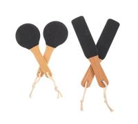 HEALLILY 4pcs Black Wood Handle Foot Scrubber Set with Sand Streaming Technology Dual-Sided Dead Skin Remover and Foot Smoother Tool for Home Sessions