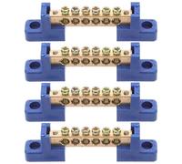 HEALLILY 4pcs Copper Grounding Bus Bar Terminal Block Positions Heat Resistant Electrical Ground Rod Strip with Screw Wire Connectors for Stable Power Transmission and Emi Shielding