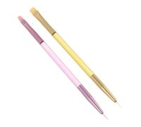HEALLILY 4pcs Double Ended Nail Liner Brush Set with Nylon Heads for Builder Gel Application and Drawing Florals, Plastic Handle French Tip Brush Kit for Home Manicure and Salon Use