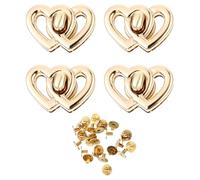HEALLILY 4pcs Double Heart Shape Handbag Locks Buckle Set in Golden Alloy, Easy to Install Mini Locks for DIY Luggage and Handbag Accessories, for Bag Hardware Supplies