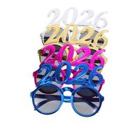 HEALLILY 4pcs Graduation Glasses Glitter Number Eyewear for Years Eve Class of Party Photo Props Stylish Metallic Finish Multi Occasion Use Lightweight Portable