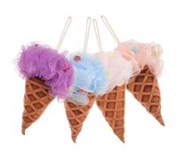 HEALLILY 4pcs Ice Cream Bath Sponge Set for Kids, Gentle Exfoliating Body Scrubbers Made of Soft Sponge Material, Portable and Cute Shower Loofahs for Bathing and Skin Care