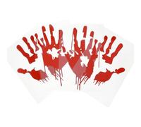 HEALLILY 4pcs Reflective Halloween Handprint Car Decals Red Bloody Stickers Made of Pet for Window Decoration for Halloween Party Car Accessories