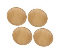 HEALLILY 4pcs Small Bamboo Dipping Dishes Set for Serving Condiments with Smooth Surface, Japanese-Style Creative Snack Plates for Kitchen and Tapas