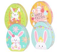 HEALLILY 4pcs Tinplate Easter Candy Boxes Party Favor Storage Containers with Cute Bunny Design for Holiday Treats and Festival Packaging