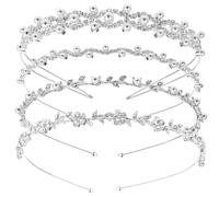 HEALLILY 4pcs Wedding Rhinestone Headband Bridal Headband 4.72x5.11x0.20in Elegant Costume Accessory Hold Hair Tightly Female Vacation
