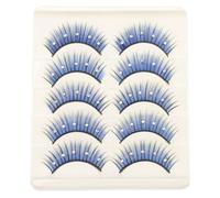 HEALLILY 5 Pairs False Lashes Colored Eyelash Extension Fiber Full Look Decorated with Rhinestones Salon Professional Artists Personal Use Parties