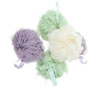HEALLILY 5 Pcs Assorted Colour Bath Balls for Adults, Soft Pe Material Bath Puff with Bubble Making Function and Short Rope, Practical Bathroom Accessories for Shower and Random Color