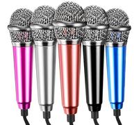 HEALLILY 5 Pcs Tiny Phone Microphone Mini Portable Mic Metal Stylish Design Easy to Operate Widely Compatible for Singing at Home
