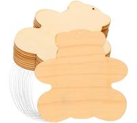 HEALLILY 50pcs Bear-Shaped Wooden Graffiti Chips DIY Slices Unfinished Hand-Painted Decorative Pendants for ’s School Crafts