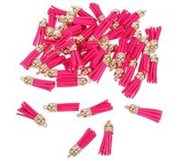 HEALLILY 50pcs Pu Leather Tassel Charms for Keychains Lightweight and Portable Zinc Alloy Loop Pendants, for Keychain Accessories and Party Gatherings, Unique Aesthetic Design for Handmade