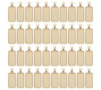 HEALLILY 50pcs Rectangle Alloy Bezel Pendant Trays 25x10mm Light Gold DIY Jewelry Making Supplies for Necklace Keychain Craft Cabochon Photo Charms
