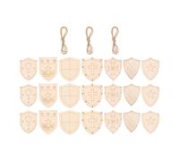 HEALLILY 50pcs Wooden Shield Blank with Predrilled Hole, Easy to Hang Rustic Wooden Shield Cutouts for Painting, Crafting and Home or Art Classes Projects, 80mm Size
