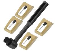 HEALLILY 5pcs Red Gem Stylus Needle Replacement for Vintage Record Player Turntable with Aluminum Rod and Cleaning Brush, Compatible with Vinyl Records and Phonograph Players