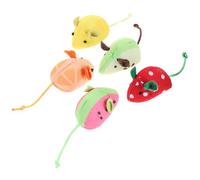 HEALLILY 5pcs Soft Plush Fruit Catnip Mouse for Indoor Cats Kitten Chew Interactive Cat Plaything - Strawberry, Watermelon, Kiwi, Orange, Lemon Set