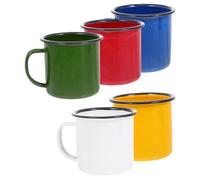 HEALLILY 5pcs Vintage Enamel Espresso Mug 5 Oz 150ml for Home Entertaining | Enamel Cups, round Rim and U Shaped Handle, Lightweight Portable Design for Rv Road Trips Random Color